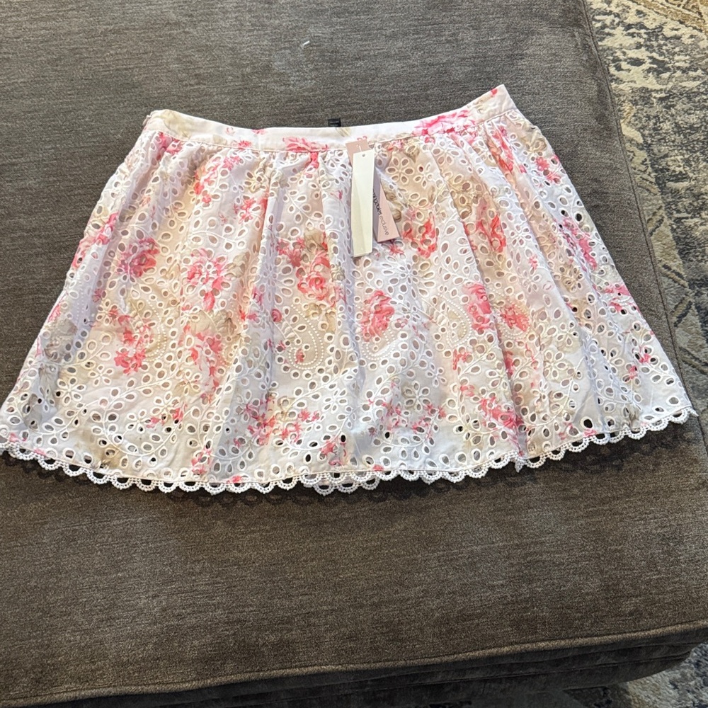 NWT Aqua Floral Eyelet Lace Skirt